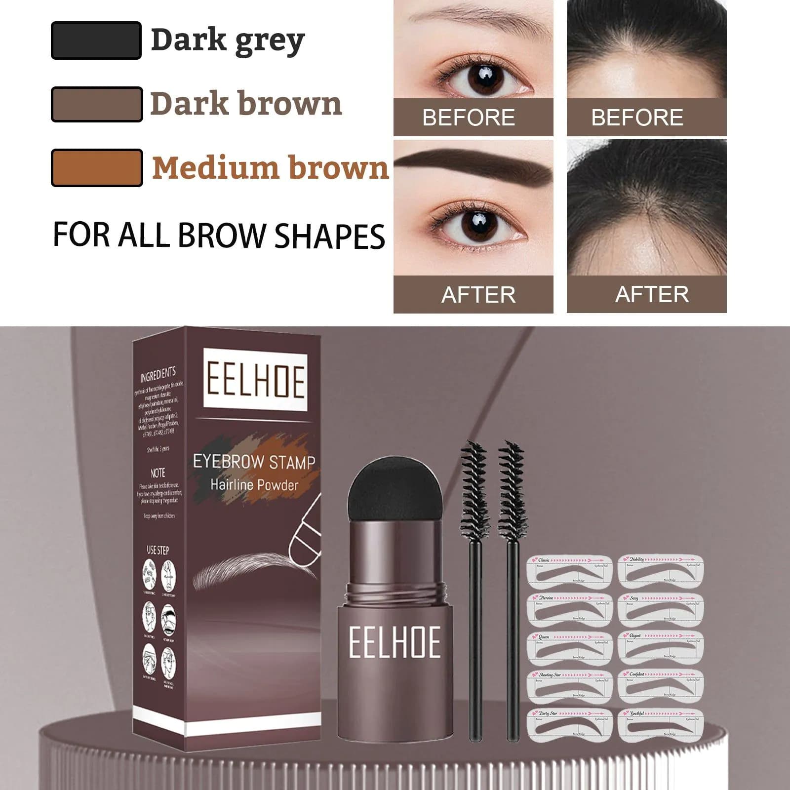 image-EELHOE Eyebrow Powder Kit Multicolor Waterproof Sweatproof