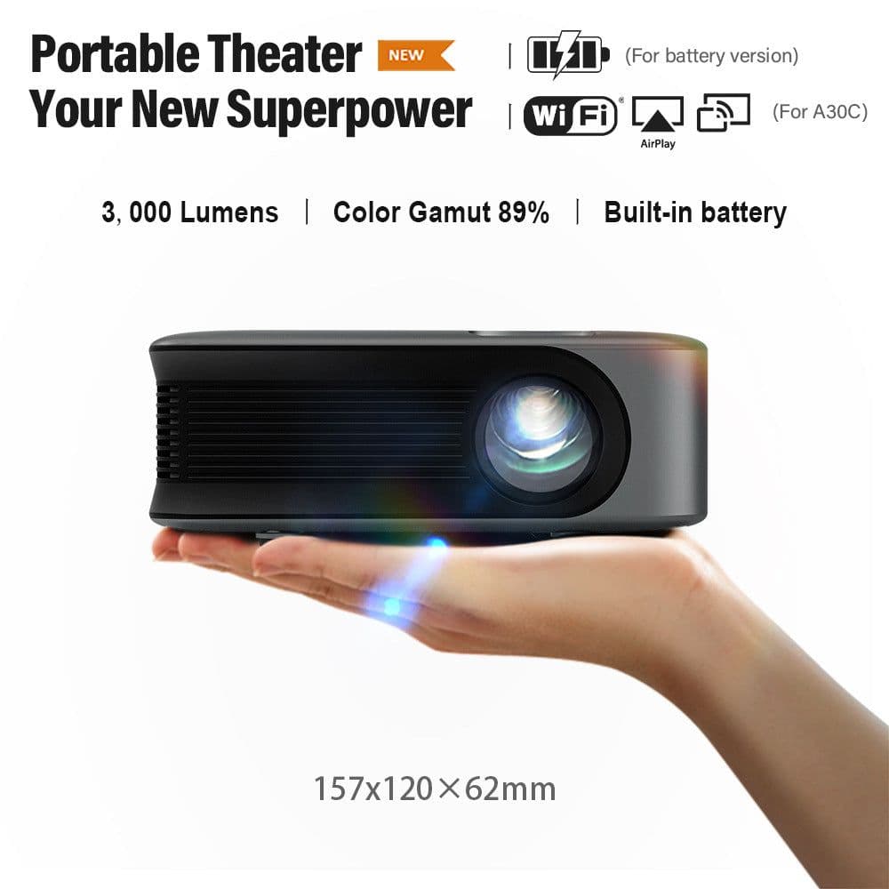 image-AUN A30 Mini LED Projector - Portable Cinema, Mobile Phone Projector, 201W-400W