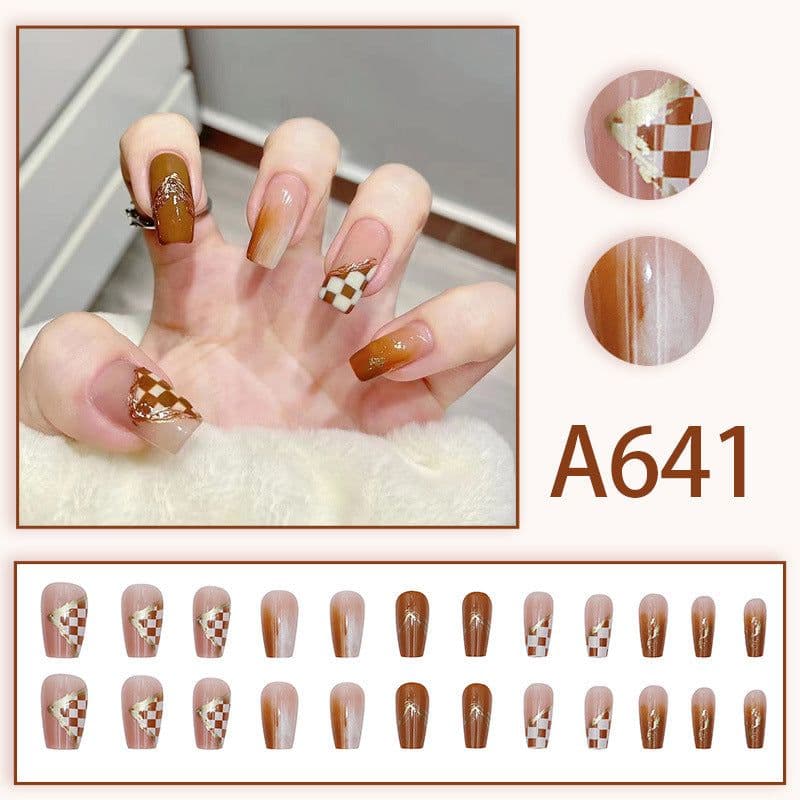 image-Autumn and winter gentle and pure desire simple style wearable manicure patches short, medium and long style white removable fake nail patches
