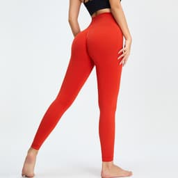 image-High Waist Yoga Leggings - Nude Spandex Fitness Pants XL
