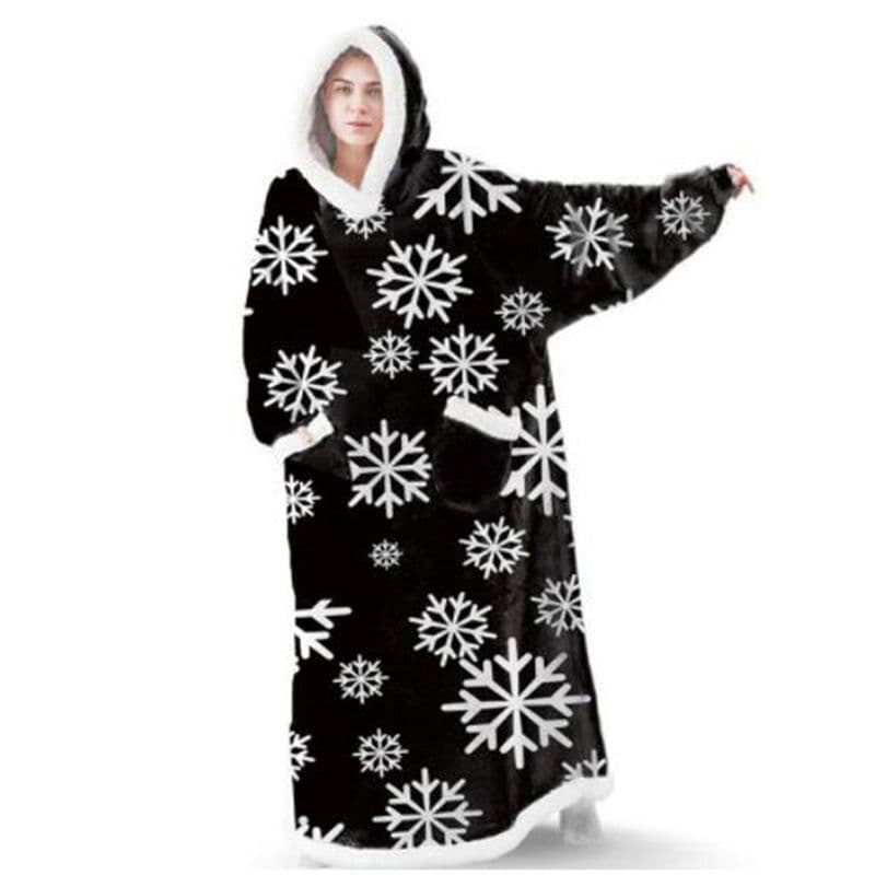 image-Winter blanket extra long vertical pocket fleece lazy blanket flannel lambswool TV TV blanket bathrobe