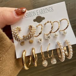 image-Acrylic Pearl Earring Set - 5 Pairs Mixed Style Women