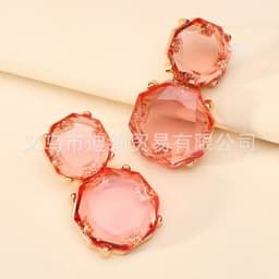 image-Geometric Resin Earrings - Multi-Layer Octagonal Design