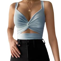 image-European & American V-Neck Vest Top - Summer XL Women's Elastic