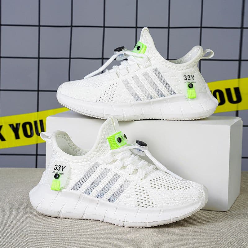 image-Korean Boys' Ice Blue Basketball Sneakers - Fly-Knit Lightweight Soft Sole, Size 38