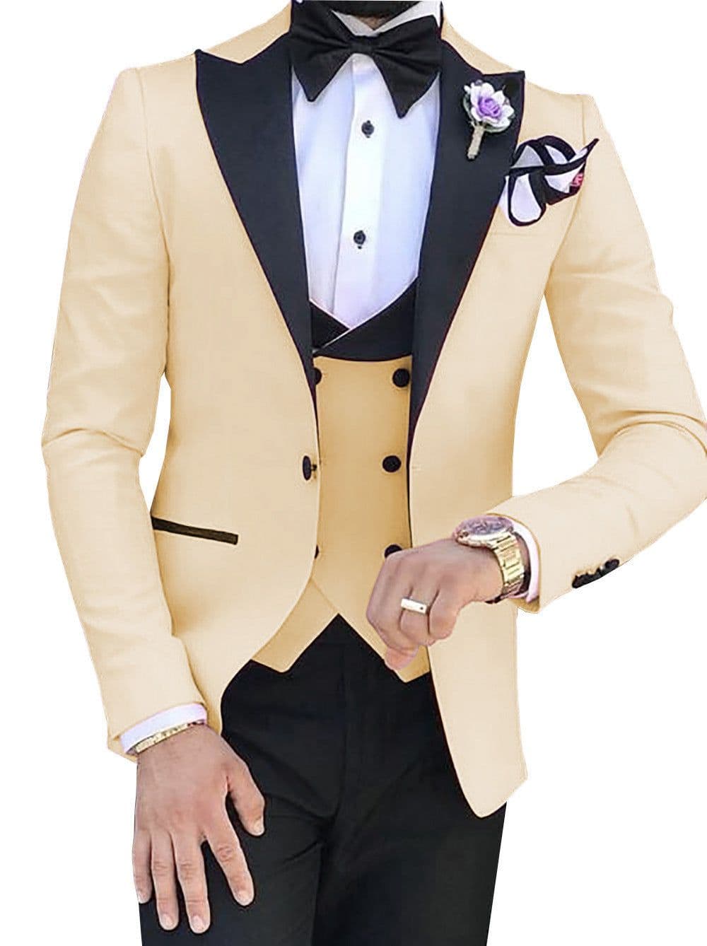 image-Cross-border Explosive Men's Suit Three-piece Suit Gun Barge Collar Wedding Suit Men's Suit One Drop Shipping Factory