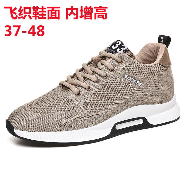 image-Cross-border flying woven sports shoes mesh shoes wear-resistant running sports casual shoes inner invisible height increase 6cm men's shoes