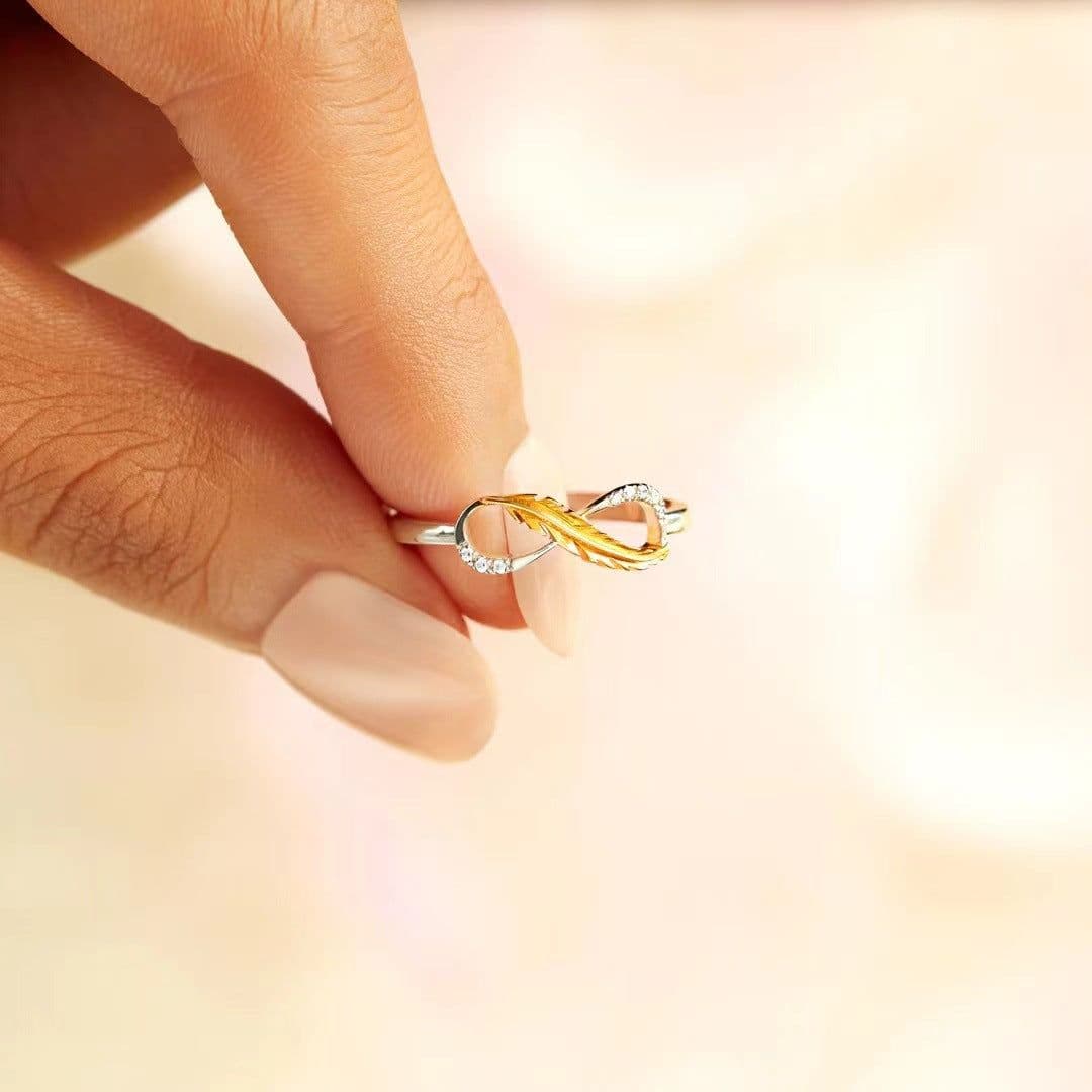 image-Cross-border Feather Diamond Ring 8 Adjustable Women