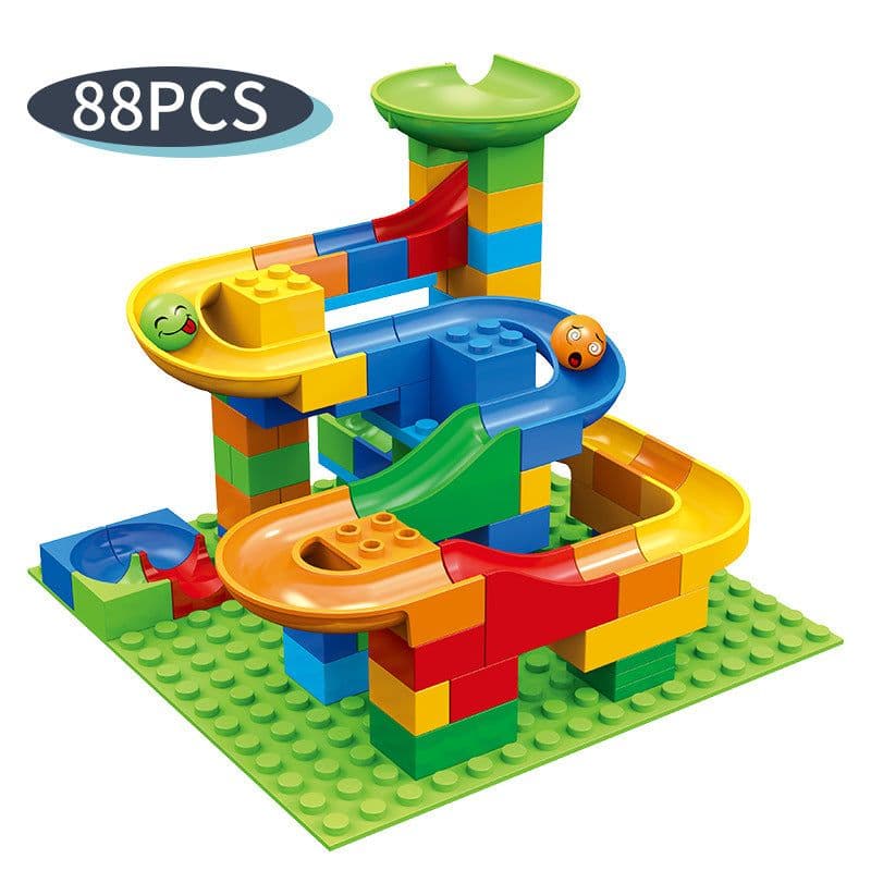 image-Large Particle Building Blocks Track Toy - DIY Ball Run 88pcs