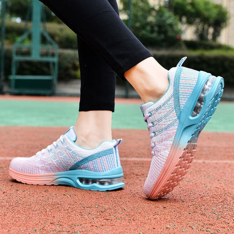 image-Women's Sports Casual Shoes - White Mesh Lace Up Size 41