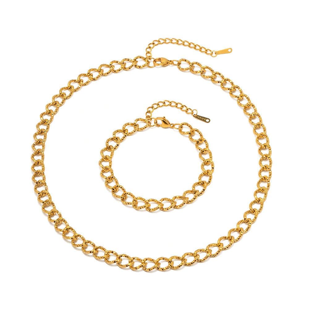 image-Cross-border 18K gold stainless steel thread chain long thick necklace women's all-match high-quality non-fading bracelet wholesale