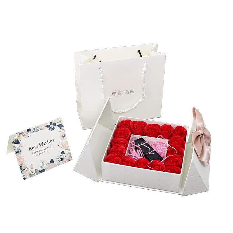 image-Eternal Rose Gift Box - 16 Roses Double Door White