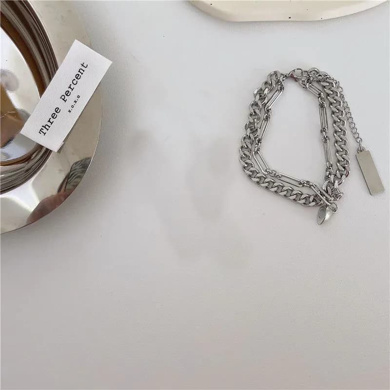 image-Titanium Steel Couple Bracelet - Heart-Shaped Love