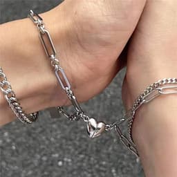 image-Titanium Steel Couple Bracelet - Heart-Shaped Love