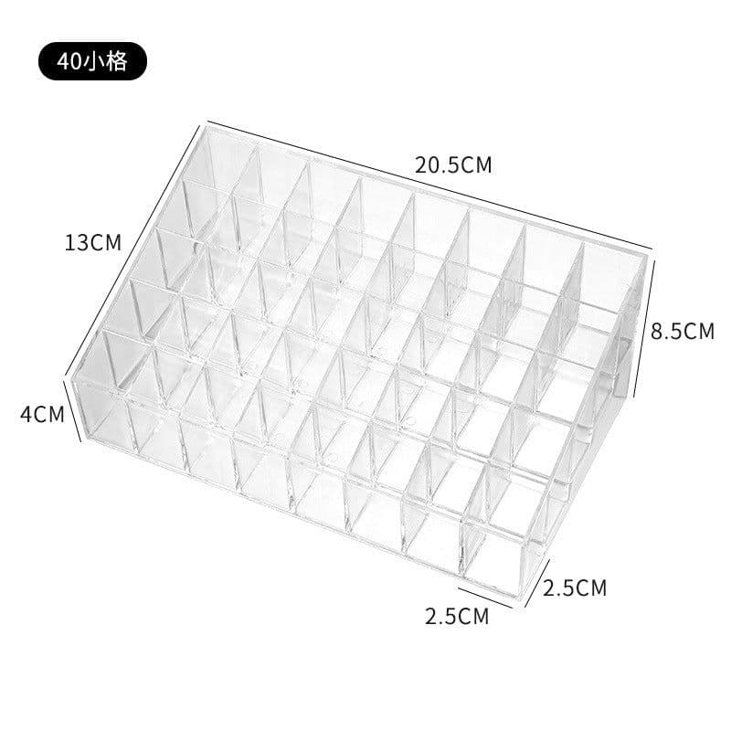 image-Lipstick Storage Rack - 40 Grid Transparent Plastic