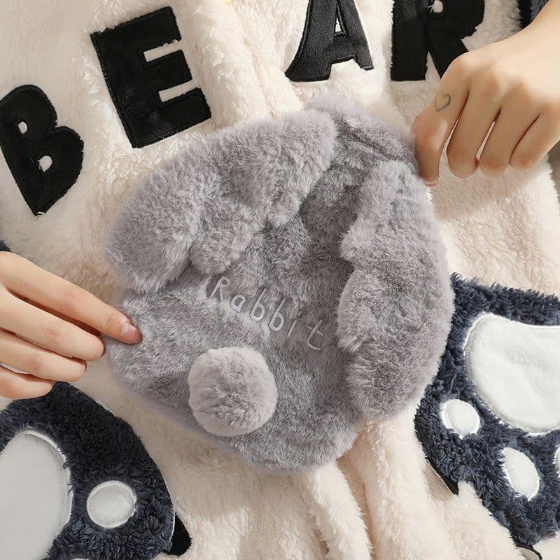 image-Purple Plush Hot Water Bottle 500ML - Removable Cover