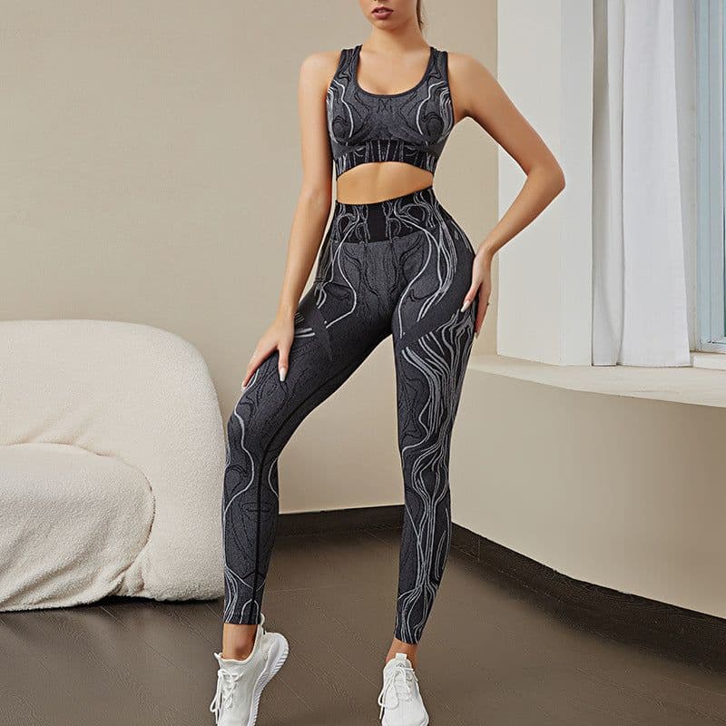 image-Shark Sports Fitness Outdoor Sexy Bra Trousers Set - Black Women's
