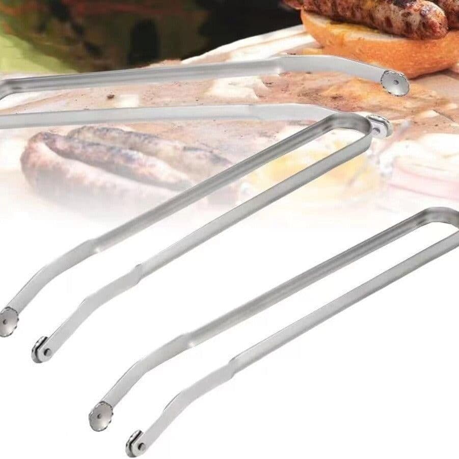 image-Stainless Steel BBQ Tongs - Multi-Use Grill Tool