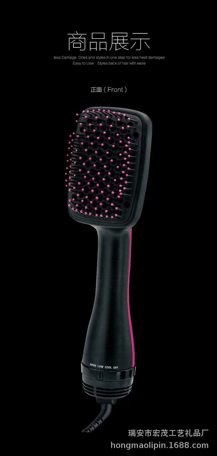image-Heated Hair Comb Straightener - Pink/Black ABS