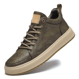 image-Two-layer cowhide men's shoes autumn new flat-heel soft-soled shoes trendy all-match breathable genuine leather casual leather shoes beige
