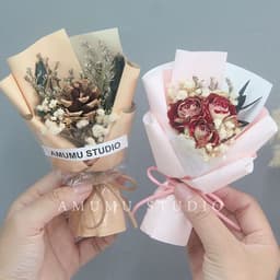 image-Mini Dried Roses Bouquet - Valentine's DIY Decorations 5"
