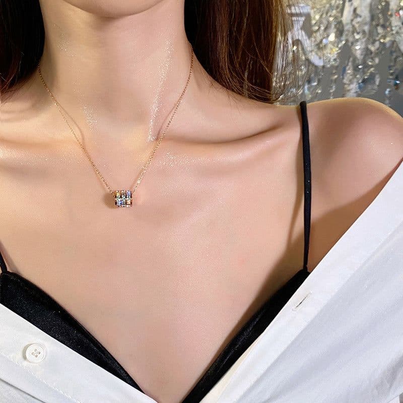 image-Titanium Steel Diamond Necklace - Women's Clavicle Chain