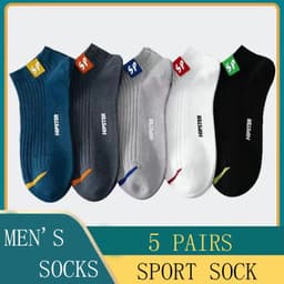 image-Men's Ankle Socks - Breathable Cotton Sports Socks
