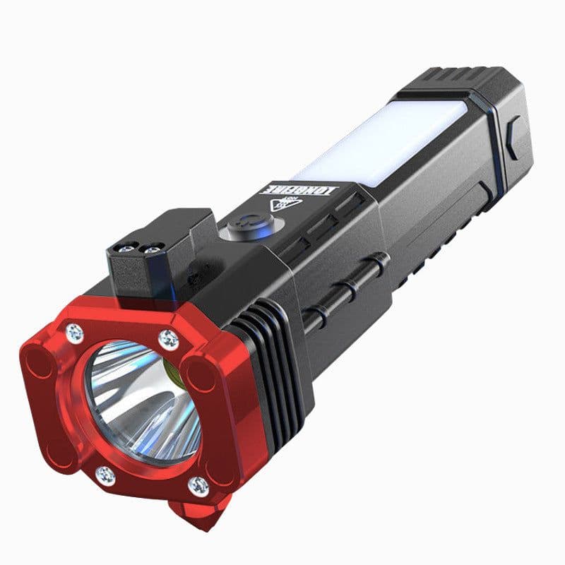 image-Car Safety Hammer - LED Flashlight Multi-Tool Silver