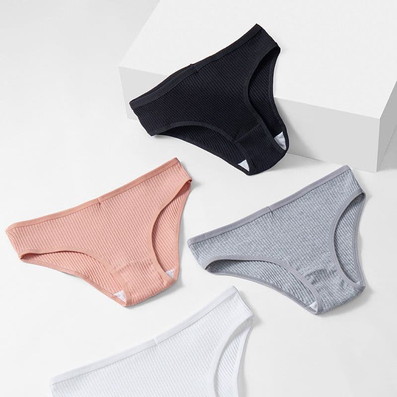 image-Summer breathable skin-friendly sports high elastic stretch ladies briefs cotton comfortable new pure color girls underwear