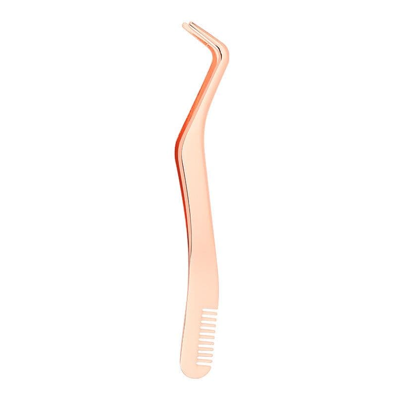 image-Stainless Steel Eyelash Tweezers with Comb
