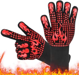 image-Fireproof BBQ Gloves - 800°F Heat Resistant Silicone