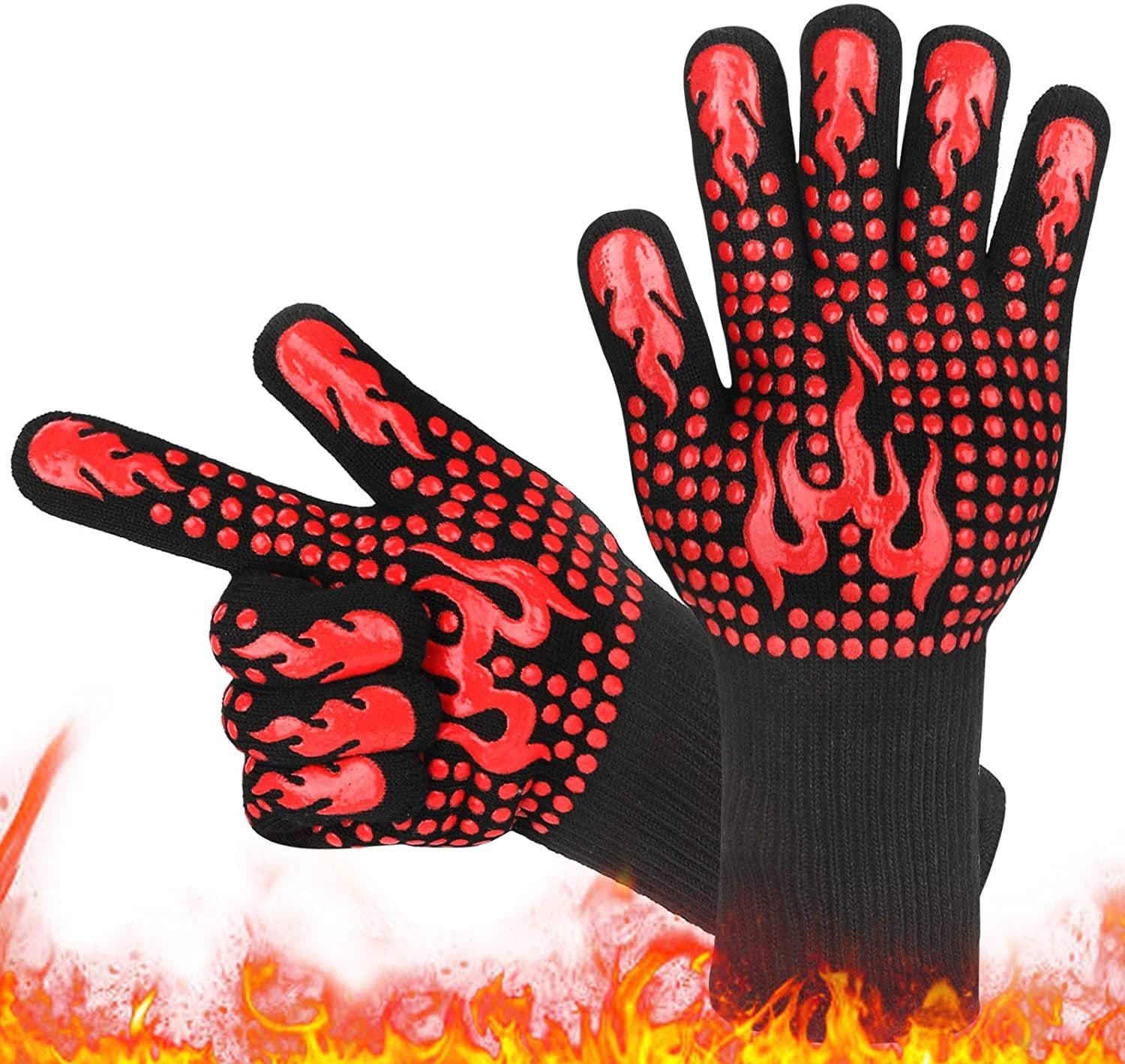 image-Fireproof BBQ Gloves - 800°F Heat Resistant Silicone