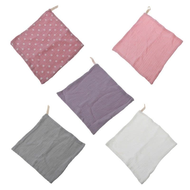 image-Baby Muslin Cotton Handkerchiefs 5pcs - Face Wipes Bibs