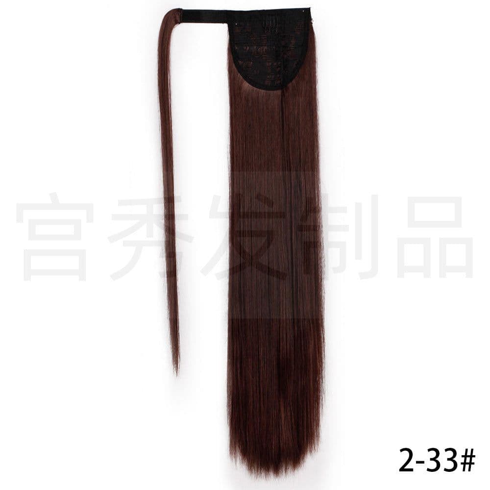image-European and American wig ponytail straight hair extension Velcro chemical fiber ponytail female wig ponytail hair