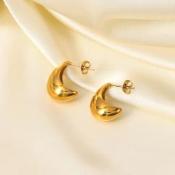 image-C Hoop Earrings - 18K Gold Plated Stainless Steel