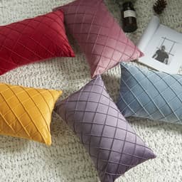 image-Dutch Velvet Plaid Waist Pillow Purple 30×50cm