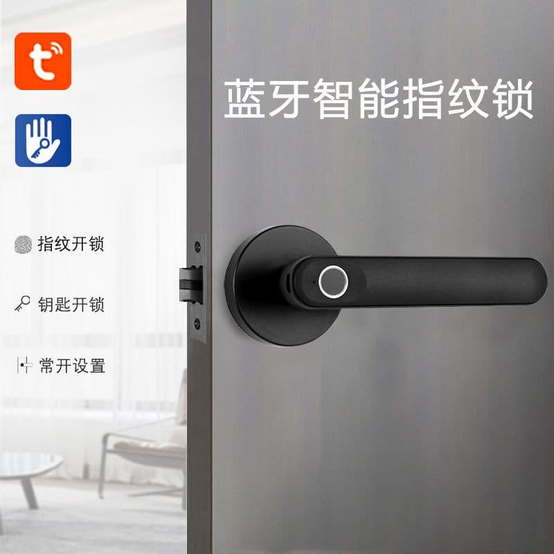 image-Cross-border bedroom fingerprint lock integrated single handle supports Tuya Bluetooth Tongtong door smart electronic lock