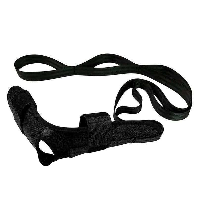 image-Yoga Stretching Belt - Black Polyester Fitness Aid