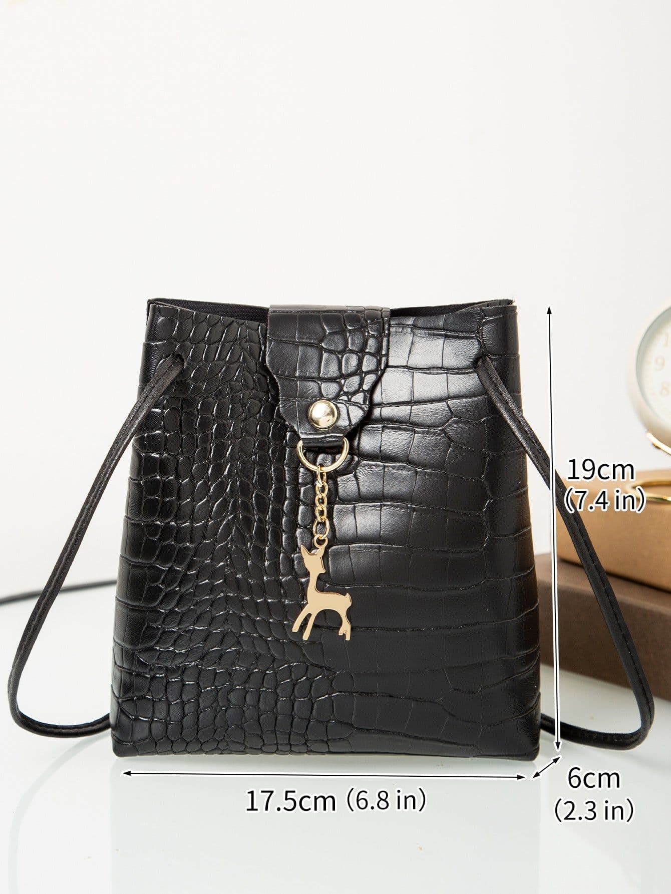 image-Women's 2021 PU Bucket Bag - White Sweet Style Shoulder Bag