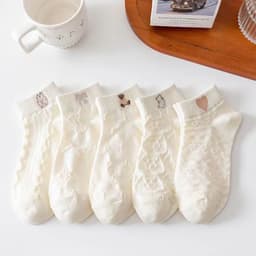 image-Socks women's socks shallow mouth spring and autumn cute Japanese cartoon brown bear summer thin invisible short boat socks women
