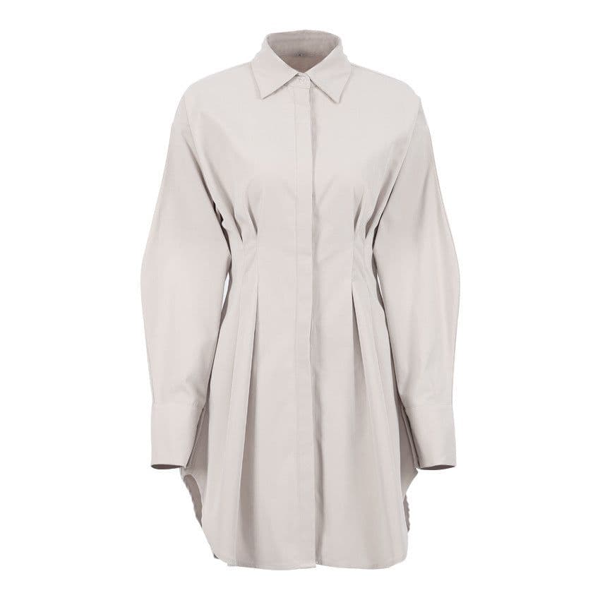 image-Women's 2023 Spring French Shirt Skirt Dress - Long Sleeve Slim Retro