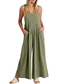 image-Women's Sleeveless Jumpsuit - Dark Brown Polyester 5XL