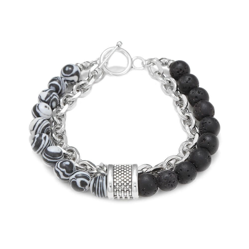 image-PINIYA Punk Style Geometric Men's Bracelet Black