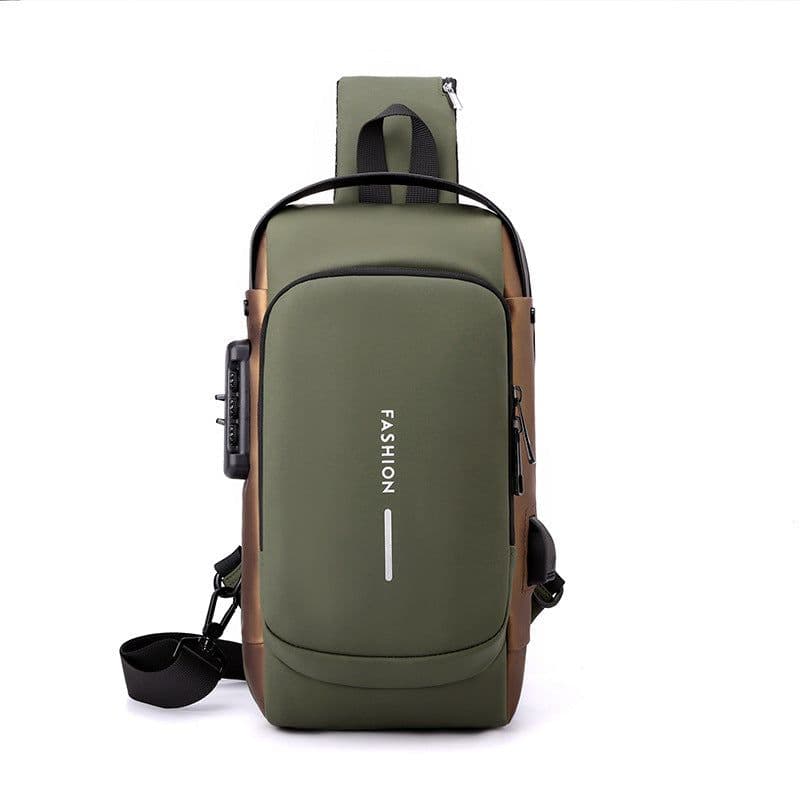 image-Men's Anti-theft Chest Bag - Gray Polyester