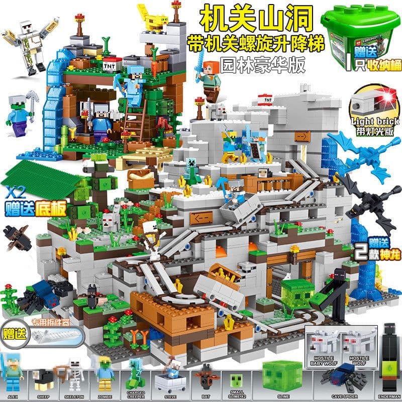 image-Lego-Compatible Minecraft Building Blocks Set - Cave & Tree House