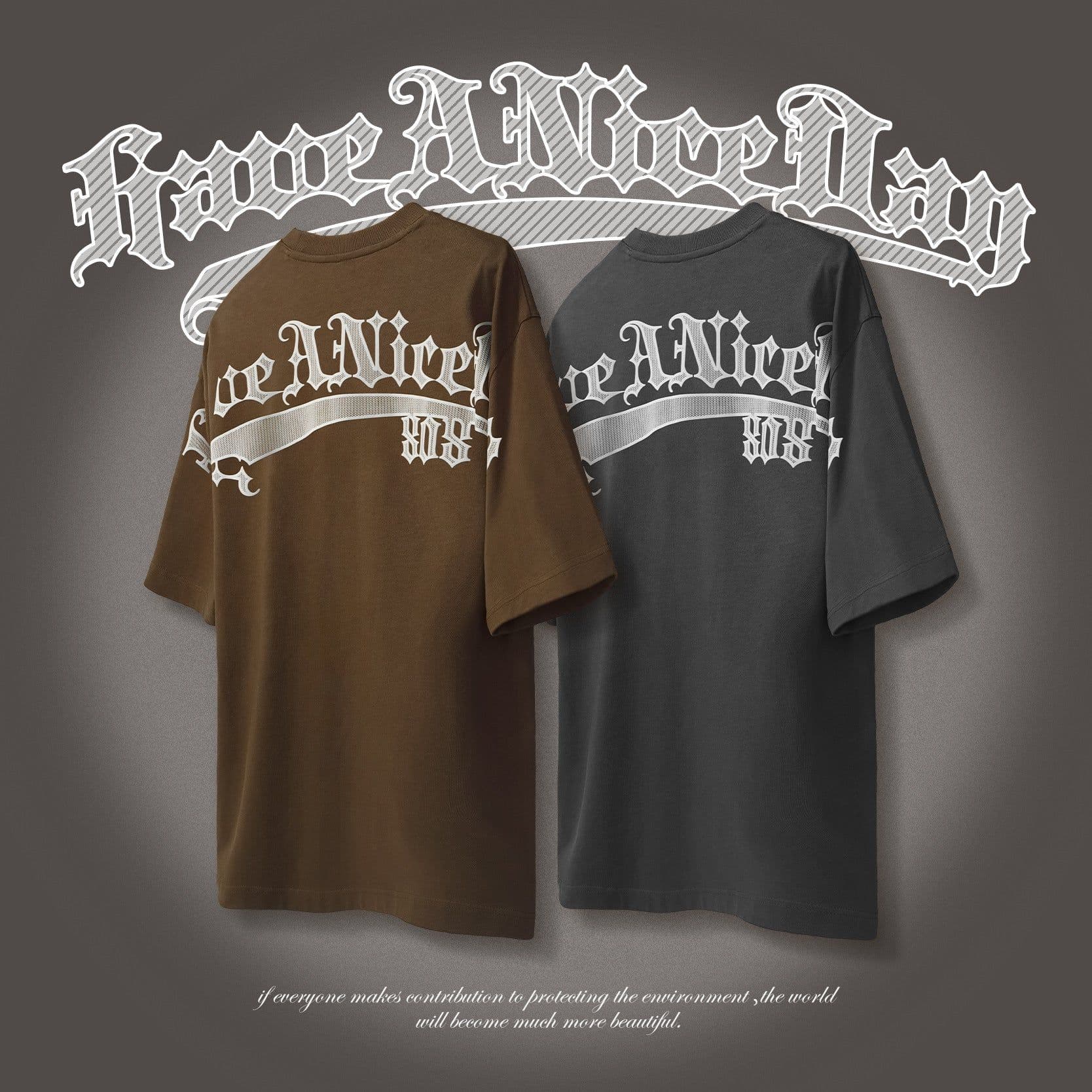image-Inflation Men's T-Shirt 265g Gothic Letter Dark Grey
