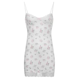 image-Floral Lace Suspender Pencil Skirt - White L