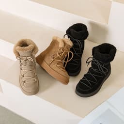image-Ju Ren Winter Snow Boots - Camel Cow Suede Thick Heel - 2022