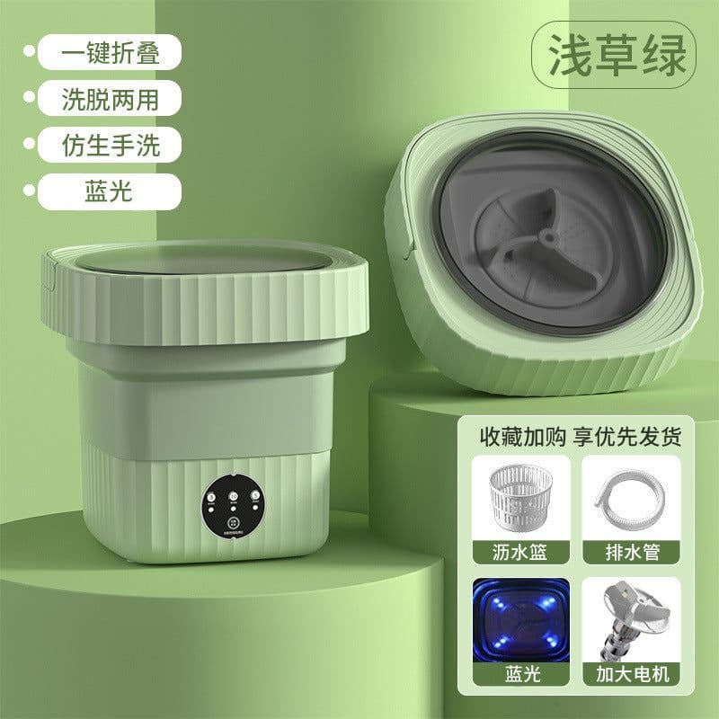 image-Folding washing machine portable large-capacity home wash-and-dry all-in-one dormitory underwear cleaning machine sock washing artifact