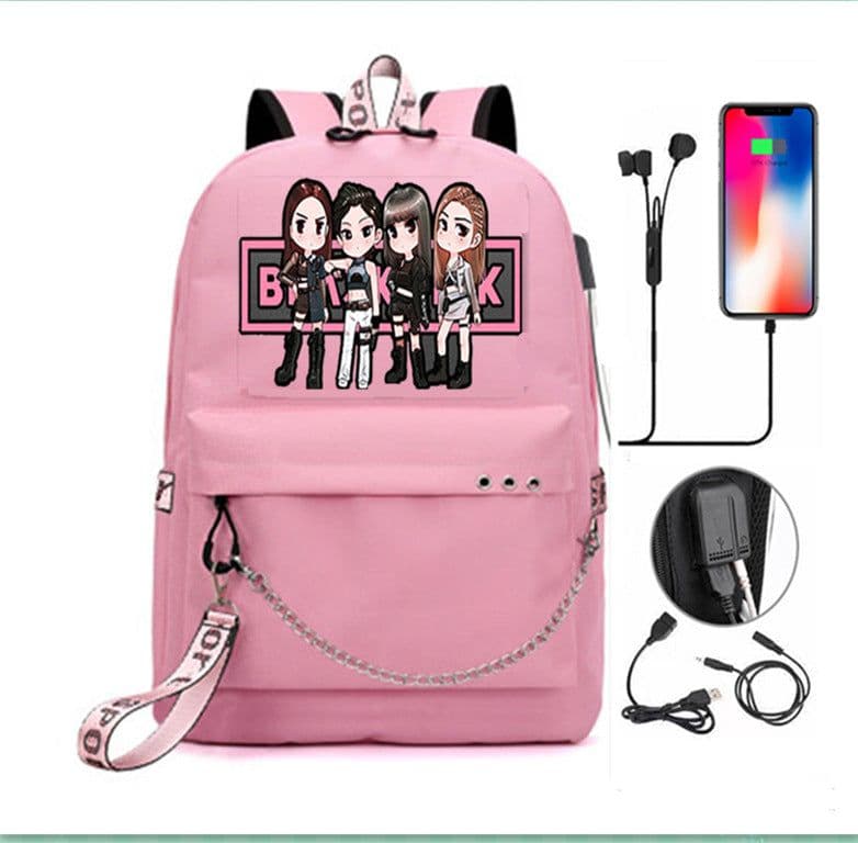 image-BLACKPINK Park Chae-young, LISA, Kim Ji-soo, the same starry sky backpack, school bag, backpack, Korean version, USB